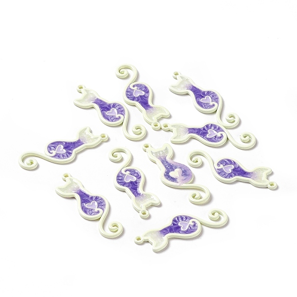 

PandaHall Spray Painted Alloy Enamel Pendants, with Glitter Powder, Cat, Purple, 33x11.5x1.5mm, Hole: 1.4mm Alloy+Enamel Cat Shape Purple