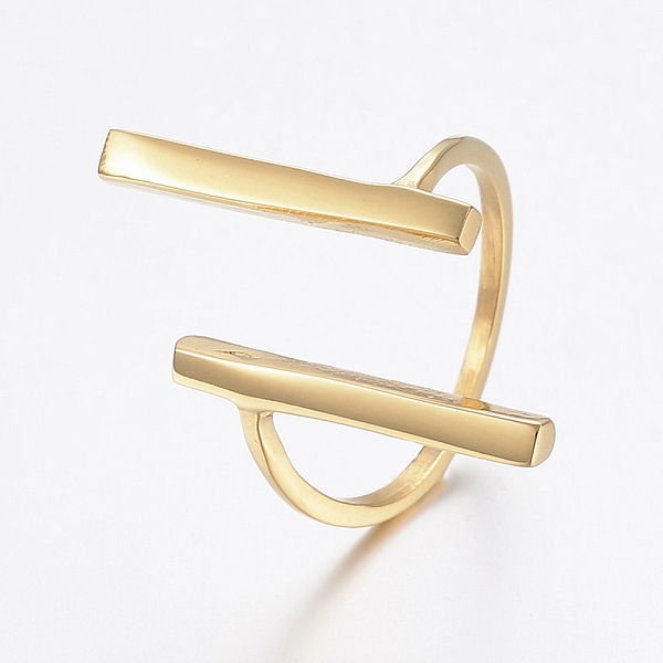 

PandaHall Ion Plating(IP) 304 Stainless Steel Finger Rings, Bar, Golden, Size 8, 18mm 304 Stainless Steel
