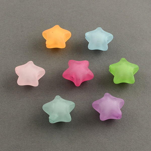 

PandaHall Frosted Acrylic Beads, Bead in Bead, Star, Mixed Color, 20x20x12mm, Hole: 3mm Acrylic Star Multicolor