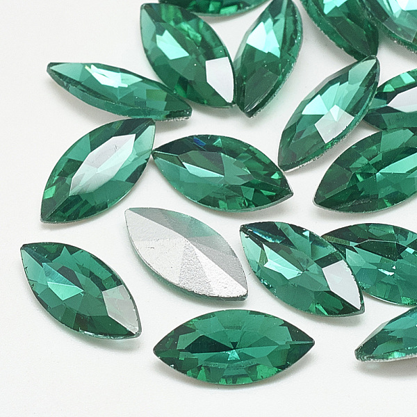

PandaHall Pointed Back Glass Rhinestone Cabochons, Back Plated, Faceted, Horse Eye, Med.Emerald, 12x6x3.5mm Glass Rhinestone Horse Eye Green