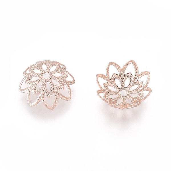 

PandaHall 201 Stainless Steel Fancy Bead Caps, Flower, Multi-Petal, Rose Gold, 11x4mm, Hole: 1mm 201 Stainless Steel