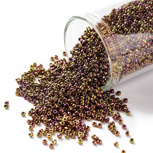 

PandaHall TOHO Round Seed Beads, Japanese Seed Beads, (514) High Metallic Gypsy Gold, 15/0, 1.5mm, Hole: 0.7mm, about 3000pcs/bottle...