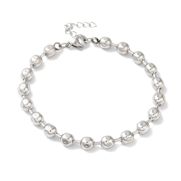 

PandaHall 304 Stainless Steel Ball Chain Beaded Bracelets for Women, Stainless Steel Color, 7-1/4 inch(18.5cm) 304 Stainless Steel Round