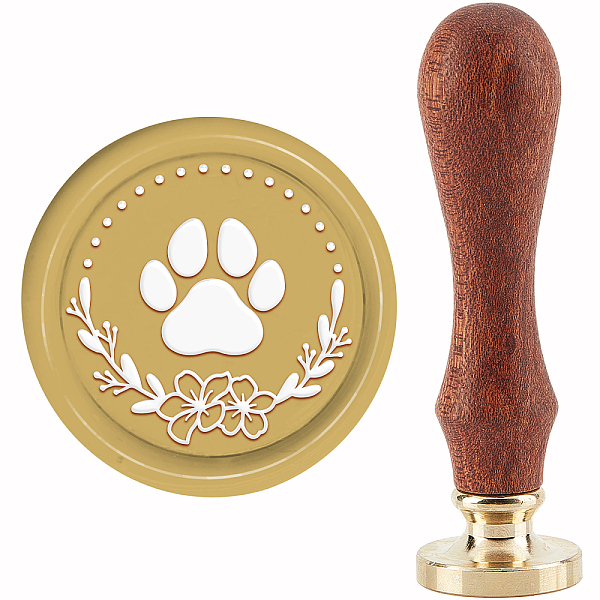 

PandaHall CRASPIRE Dog Paw Wax Seal Stamp Wreath Wax Stamp 30mm/1.18inch Removable Brass Head Sealing Stamp with Wooden Handle for...
