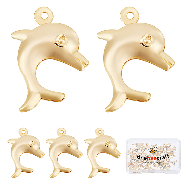 

PandaHall Beebeecraft 20Pcs Brass Pendants, Dolphin, Real 18K Gold Plated, 19x14x5mm, Hole: 1mm Brass Dolphin