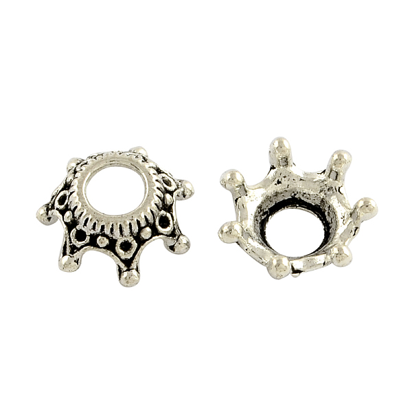 

PandaHall Tibetan Style Alloy Bead Caps Rhinestone Settings, Cadmium Free & Lead Free, Crown, Antique Silver, 12.5x12.5x5.5mm, Hole: 4.5mm...