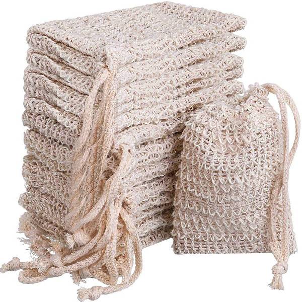 

PandaHall Cotton and Linen Foaming Nets, Soap Saver Mesh Bag, Double Layer Bubble Foam Nets, for Body Facial Cleaning, Antique White, 14x9cm...
