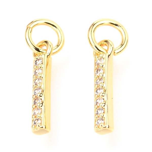 

PandaHall Brass Micro Pave Cubic Zirconia Charms, with Jump Rings, Greek Alphabet, Real 18k Gold Plated, Letter.I, 12.5x2x2mm, Jump Ring..., Clear
