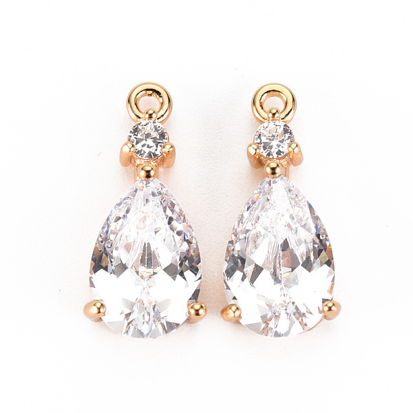 

PandaHall Brass Micro Pave Clear Cubic Zirconia Pendants, Nickel Free, Teardrop, Real 18K Gold Plated, 19.5x8.5x5mm, Hole: 1.2mm Brass+Cubic...