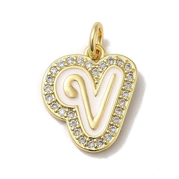 

PandaHall Brass Micro Pave Cubic Zirconia Pendants, with Jump Rings, Real 18K Gold Plated, Letter V, 18x15x2mm, Hole: 3.8mm Brass+Cubic..., Clear