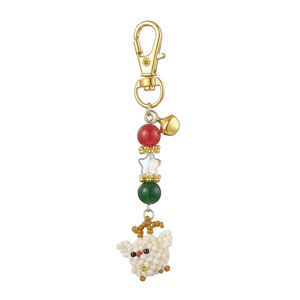 

PandaHall Christmas Santa Claus Handmade Glass Seed Beads Pendant Decorations, Round Natural & Dyed Malaysia Jade & Swivel Lobster Clasp...