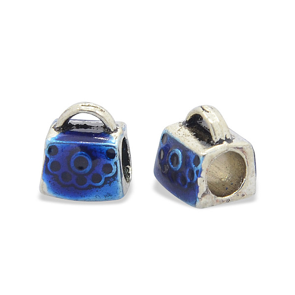 

PandaHall Antique Silver Tone Alloy Enamel European Beads, Large Hole Beads, Lady Bag, Blue, 10x9x8.5mm, Hole: 5mm Alloy+Enamel Bag Blue