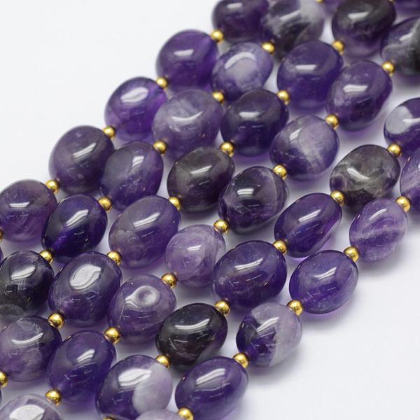 

PandaHall Natural Amethyst Beads Strands, Egg Stone, 11~15x8~13mm, Hole: 1mm, about 23pcs/strand, 15.3 inch(39cm) Amethyst Egg