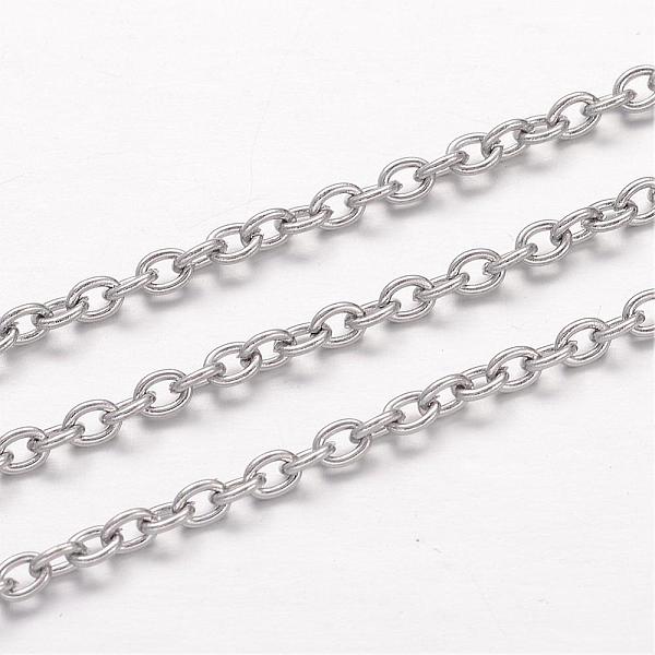 

PandaHall 304 Stainless Steel Cable Chains, Unwelded, Oval, for Jewelry Making, Stainless Steel Color, 3x2x0.6mm 304 Stainless Steel