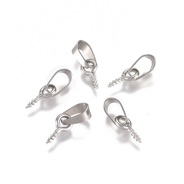 

PandaHall 201 Stainless Steel Screw Eye Pin Peg Bails, For Half Drilled Beads, Stainless Steel Color, 8x4x1mm, Hole: 6x3mm, Pin: 0.8mm 201...