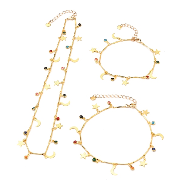 

PandaHall Brass Enamel Charm Bracelets, Anklets & Necklaces Jewelry Sets, with Brass Chains, Lobster Claw Clasps and 304 Stainless Steel...