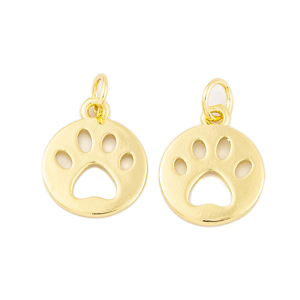 

PandaHall Rack Plating Brass Pendants, Cadmium Free & Lead Free, Long-Lasting Plated, Flat Round with Paw Print, Real 18K Gold Plated...