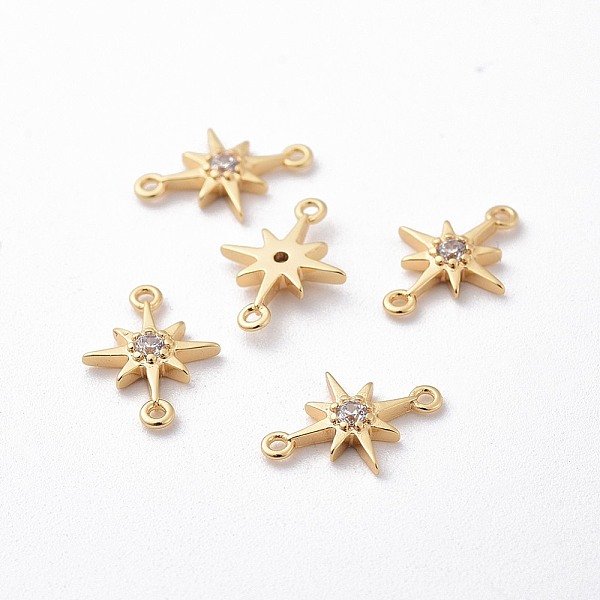 

PandaHall Brass Micro Pave Cubic Zirconia Links, Long-Lasting Plated, Star, Nickel Free, Real 18K Gold Plated, 11.5x8.5x1.8mm, Hole: 0.8mm...