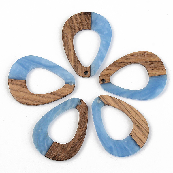 

PandaHall Opaque Resin & Walnut Wood Pendants, Teardrop, Cornflower Blue, 37.5x28x2.5mm, Hole: 2mm Resin+Wood Teardrop
