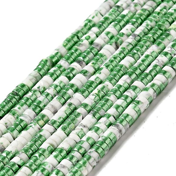 

PandaHall Electroplated Natural Howlite Bead Strands, Half Plated, Flat Round, Lime Green, 4x1.5~2mm, Hole: 1mm, about 194~199pcs/strand...