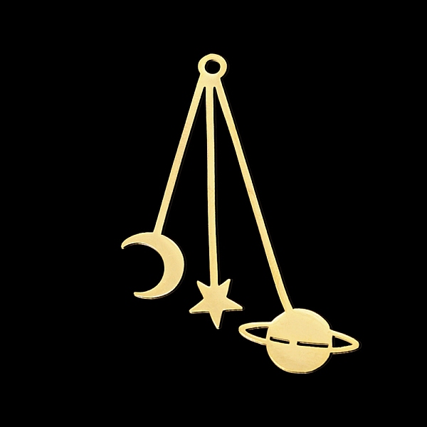 

PandaHall 201 Stainless Steel Pendants, Laser Cut, Moon, Star & Planet, Golden, 42x31x1mm, Hole: 1.8mm 201 Stainless Steel Moon