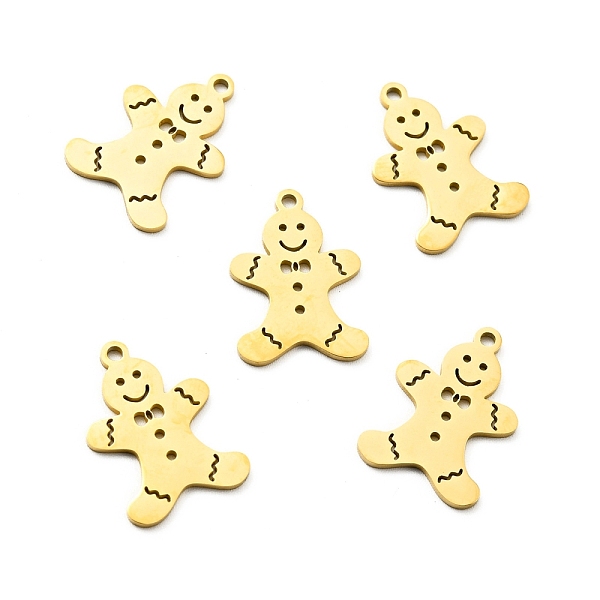 

PandaHall 201 Stainless Steel Pendants, Christmas Theme, Gingerbread Man, Golden, 19x13x1mm, Hole: 1.5mm 201 Stainless Steel Human