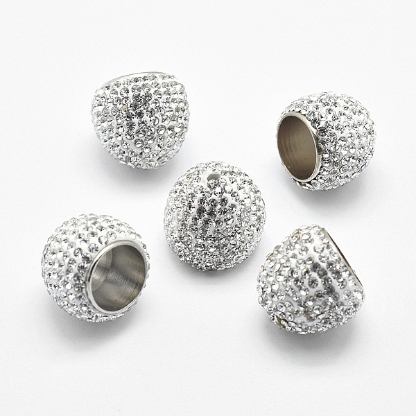 

PandaHall Platinum Tone Brass Cord End Caps, with Polymer Clay Grade A Rhinestone, Crystal, 14.5~15x15~16mm, Hole: 2mm, Inner Diameter: 10mm..., Clear