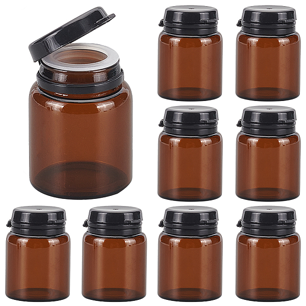 

PandaHall Glass Portable Cream Jar, Empty Refillable Cosmetic Containers, Amber Tone Vials, with Plastic Flip Lid & Inner Stopper, Column...