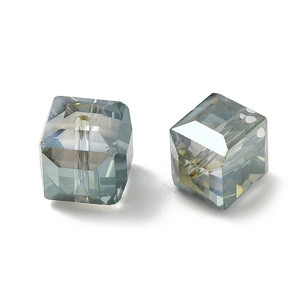 

PandaHall Electorplated Glass Beads, Rainbow Plated, Faceted, Cube, Dark Sea Green, 10~11x10~11x10~11mm, Hole: 1mm Glass Cube Green