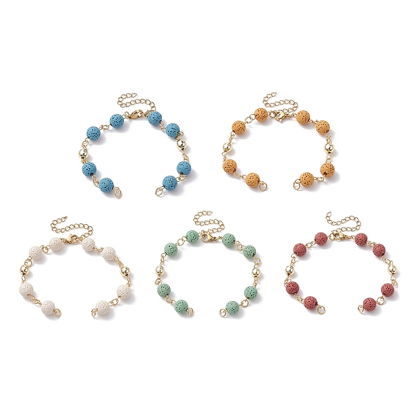 

PandaHall Dyed Natural Lava Rock Round Beaded Chain Bracelet Making, with Golden 304 Stainless Steel Findings, Fit for Connector Charms..., Multicolor
