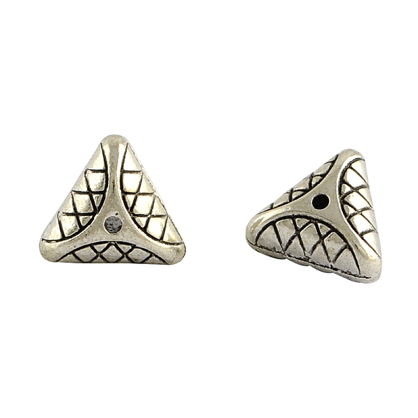 

PandaHall Triangle Tibetan Style Alloy Beads Spacers, Cadmium Free & Lead Free, Antique Silver, 10x11x6mm, Hole: 1mm Alloy Triangle