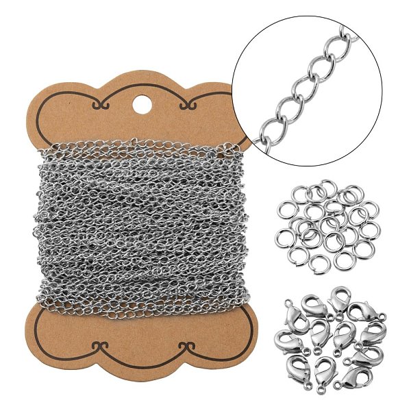 

PandaHall DIY Brass Twisted Chains Necklace Making Kits, Including Lobster Claw Clasps and Jump Rings, Platinum, Links: 4x3x0.45mm, 10m...