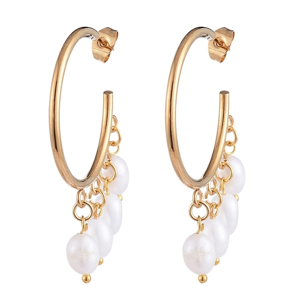 

PandaHall Dangle Chandelier Earrings, with Natural Cultured Freshwater Pearl Beads, 304 Stainless Steel Stud Earring Findings and Brass..., White