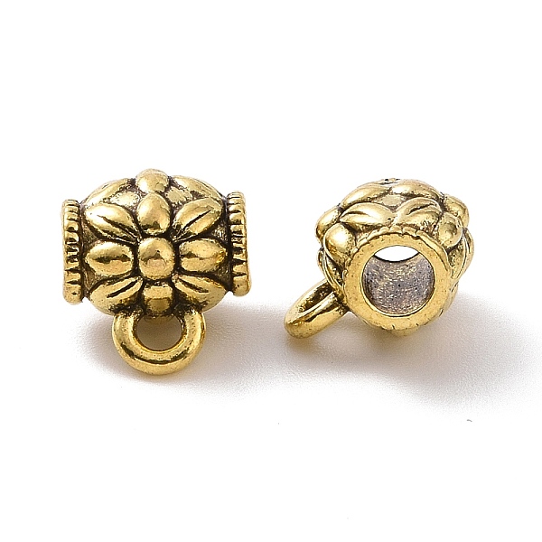 

PandaHall Tibetan Style Alloy Tube Bails, Loop Bails, Tube with Floral, Antique Golden, 10.5x9x7.5mm, Hole: 1.6mm, Inner Diameter: 3.2mm...