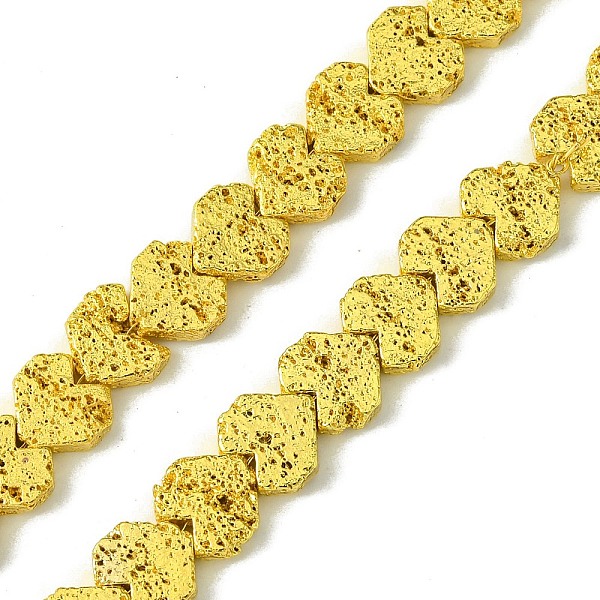 

PandaHall Electroplated Natural Lava Rock Beads Strands, Heart, Golden Plated, 7.5~8.5x8~8.5x2.5~3mm, Hole: 0.9mm, about 54pcs/strand...