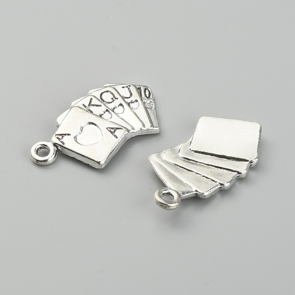 

PandaHall Tibetan Style Alloy Pendants, Poker/Playing Cards Charm, Antique Silver, 24.5x13x2mm, Hole: 1.6mm Alloy Playing Theme