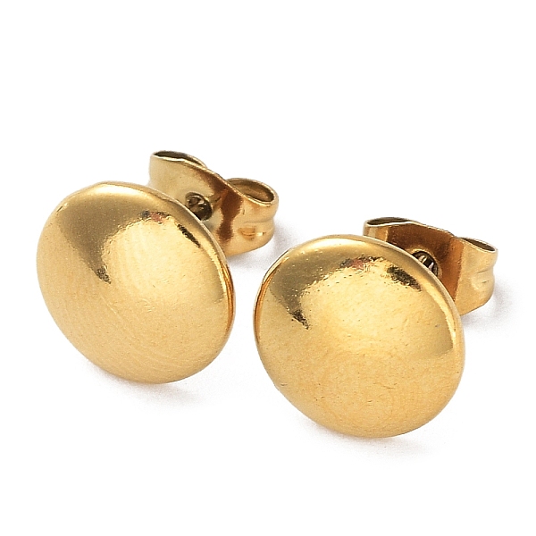 

PandaHall Ion Plating(IP) 304 Stainless Steel Flat Round Ear Studs for Women, Real 18K Gold Plated, 10mm 304 Stainless Steel Flat Round