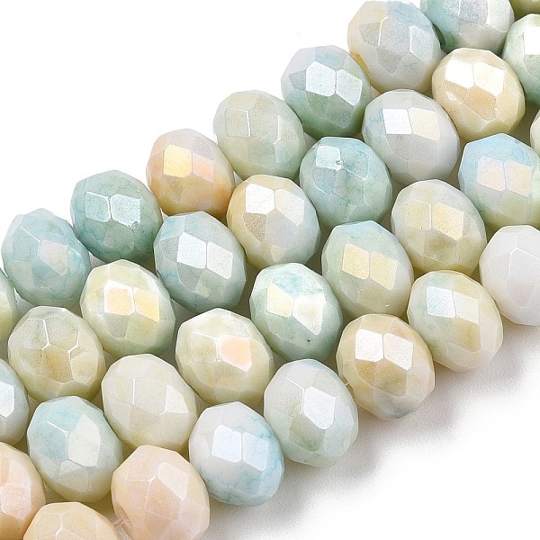 

PandaHall Faceted Electroplated Glass Beads Strands, AB Color Plated, Abacus, Turquoise, 8~8.5x6~6.5mm, Hole: 1.4mm, about 66~67pcs/strand..., Green
