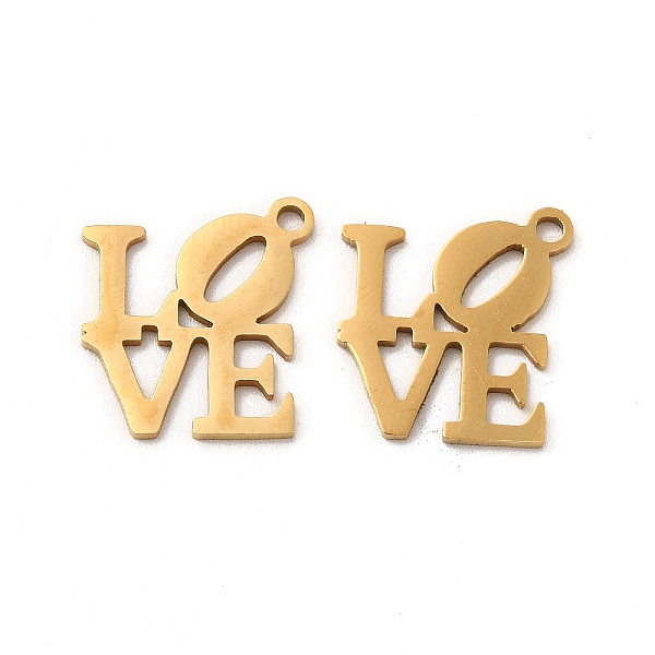 

PandaHall 201 Stainless Steel Pendants, Word Love Charm, Golden, 18x17.8x1mm, Hole: 1.5mm 201 Stainless Steel Word
