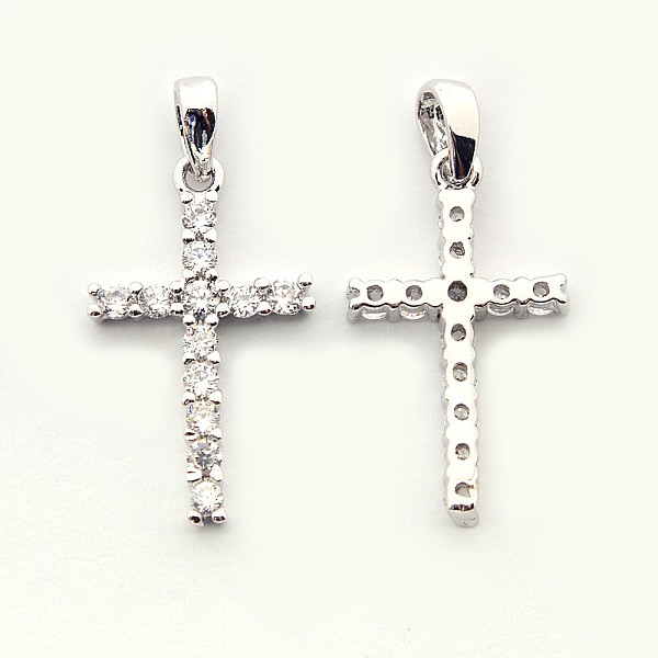 

PandaHall Brass Micro Pave Cubic Zirconia Pendants, Cadmium Free & Nickel Free & Lead Free, Latin Cross, Platinum, 21x12x3mm, Hole: 3x2mm..., Clear
