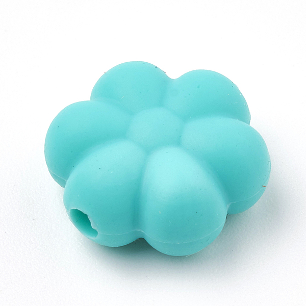 

PandaHall Food Grade Eco-Friendly Silicone Beads, Chewing Beads For Teethers, DIY Nursing Necklaces Making, Flowerr, Turquoise, 14x13x6mm..., Green