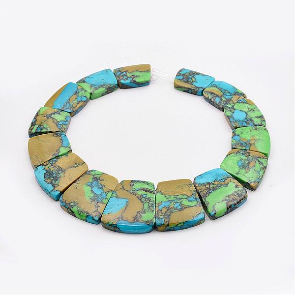 

PandaHall Synthetic Gemstone Beads Strands, Trapezoid, Dyed, Colorful, 16~34x23~28x5~6mm, Hole: 1mm, about 15pcs/strand, 12.2 inch(31cm)...