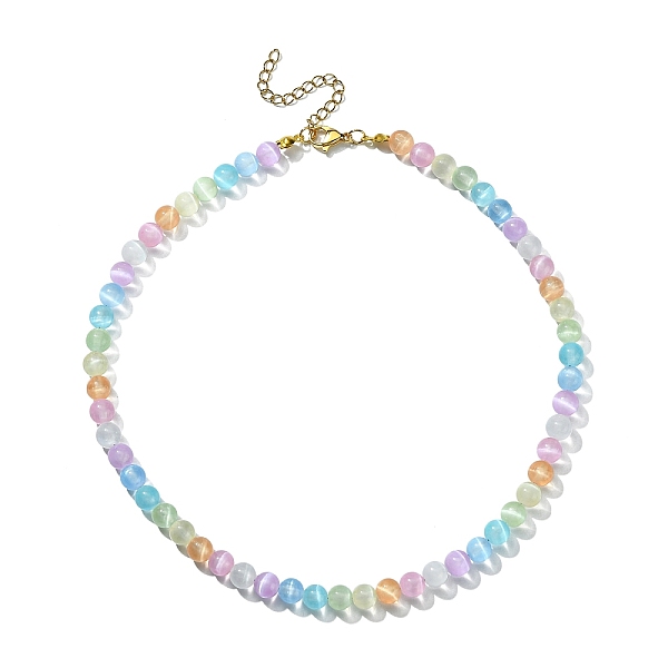 

PandaHall Dyed Natural Selenite Round Beaded Necklace with 304 Stainless Steel Clasps, Colorful, 14.84 inch(37.7cm), Beads: 6.5mm Gemstone..., Multicolor