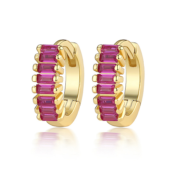 

PandaHall Cubic Zirconia Hoop Earrings, 925 Sterling Silver Earrings for Women, with S925 Stamp, Real 18K Gold Plated, Medium Violet Red...