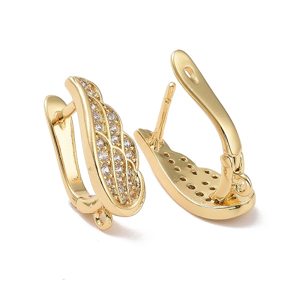 

PandaHall Rack Plating Brass Micro Pave Cubic Zirconia Hoop Earring Findings with Latch Back Closure, with Vertical Loops, Wings, Cadmium...