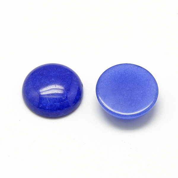 

PandaHall Natural White Jade Cabochons, Dyed, Half Round/Dome, Royal Blue, 12x5mm White Jade Half Round Blue
