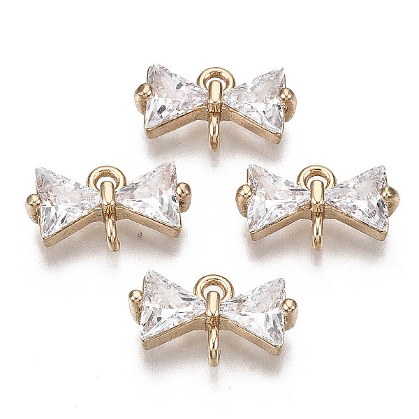 

PandaHall Brass Micro Pave Cubic Zirconia Links Connectors, Bowknot, Long-Lasting Plated, Light Gold, Clear, 7x12x3.5mm, Hole: 1.2mm...