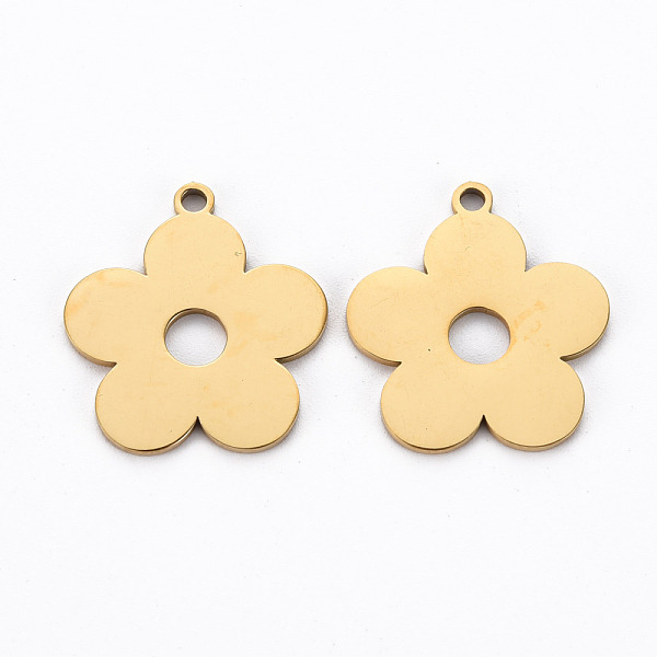 

PandaHall Ion Plating(IP) 201 Stainless Steel Pendants, Cut, Flower, Golden, 19x17.5x1mm, Hole: 1.6mm 201 Stainless Steel Flower