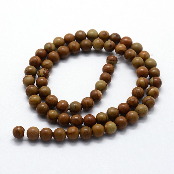 

PandaHall Natural Wood Lace Stone Beads Strands, Round, 10mm, Hole: 1mm, about 37pcs/strand, 14.76 inch(37.5cm) Wood Lace Stone Round