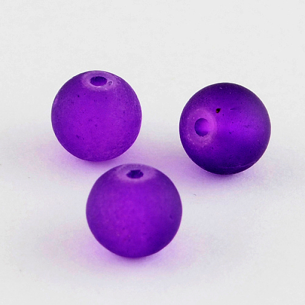 

PandaHall Transparent Glass Bead Strands, Frosted, Round, Purple, 12mm, Hole: 1.3~1.6mm, about 70pcs/strand, 31.4 inch Glass Round Purple